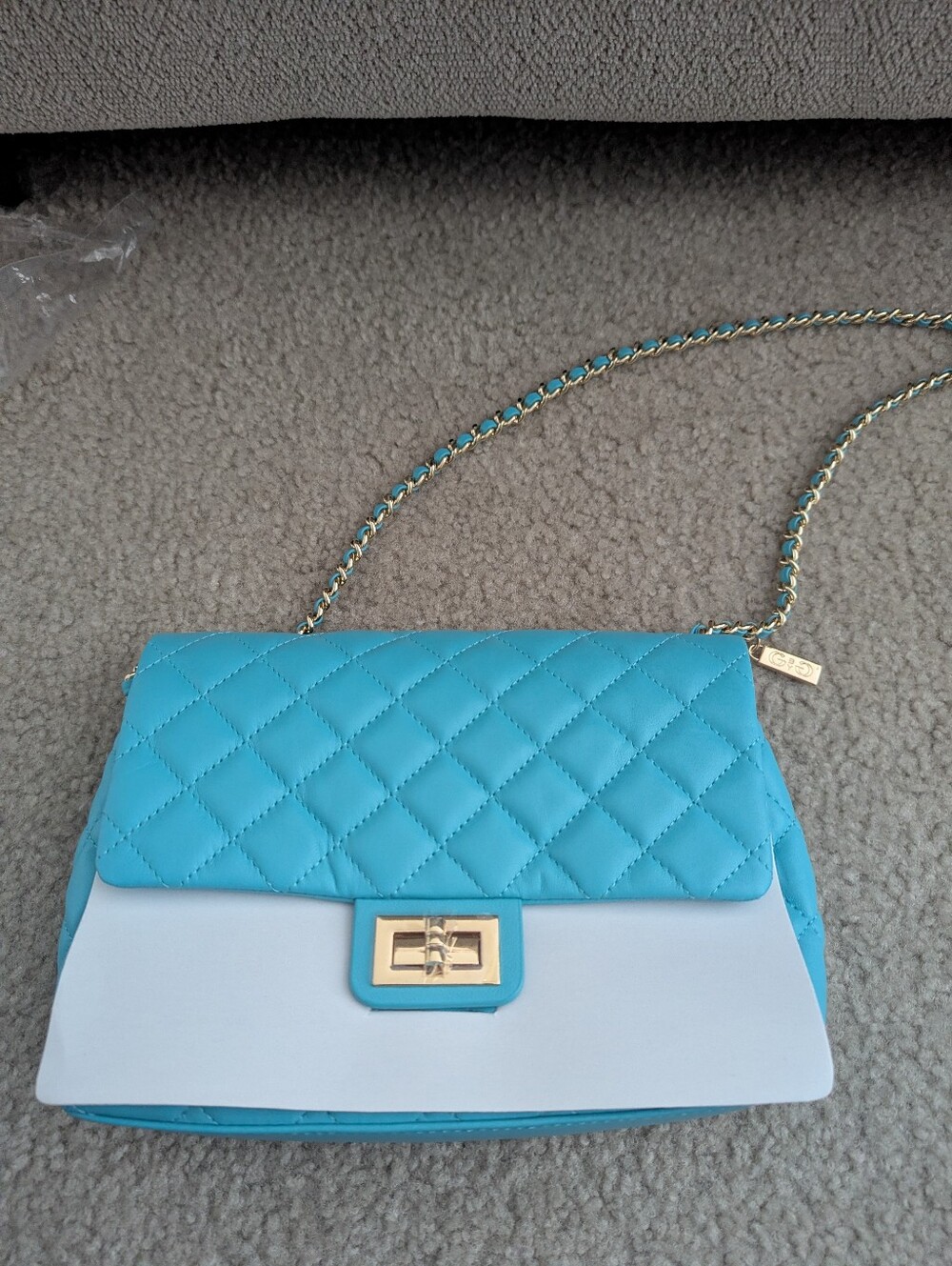 G by Giuliana Quilted Turquoise Chain Shoulder Bag - Women